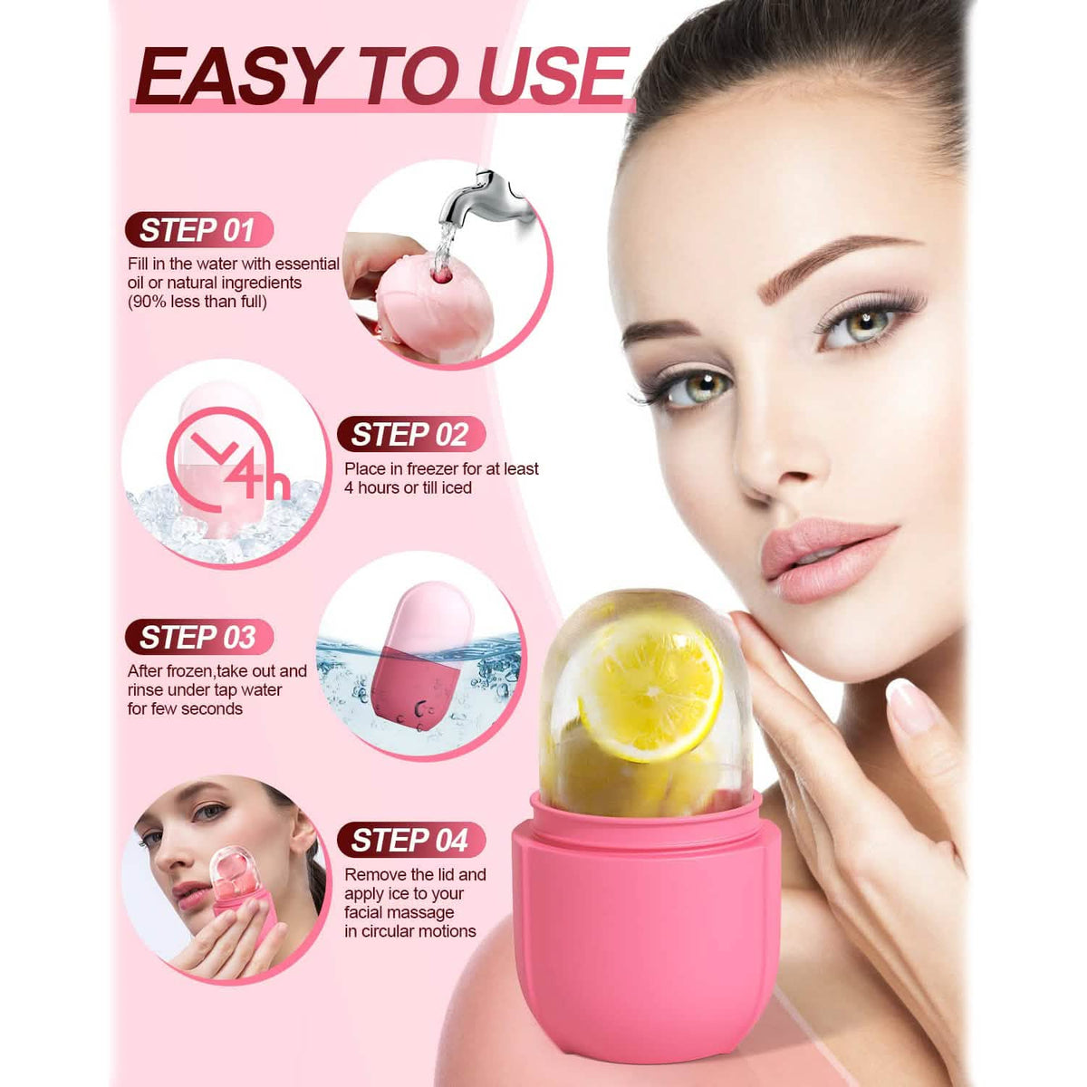 Face and Eye Ice Roller with Ice Cube Mold