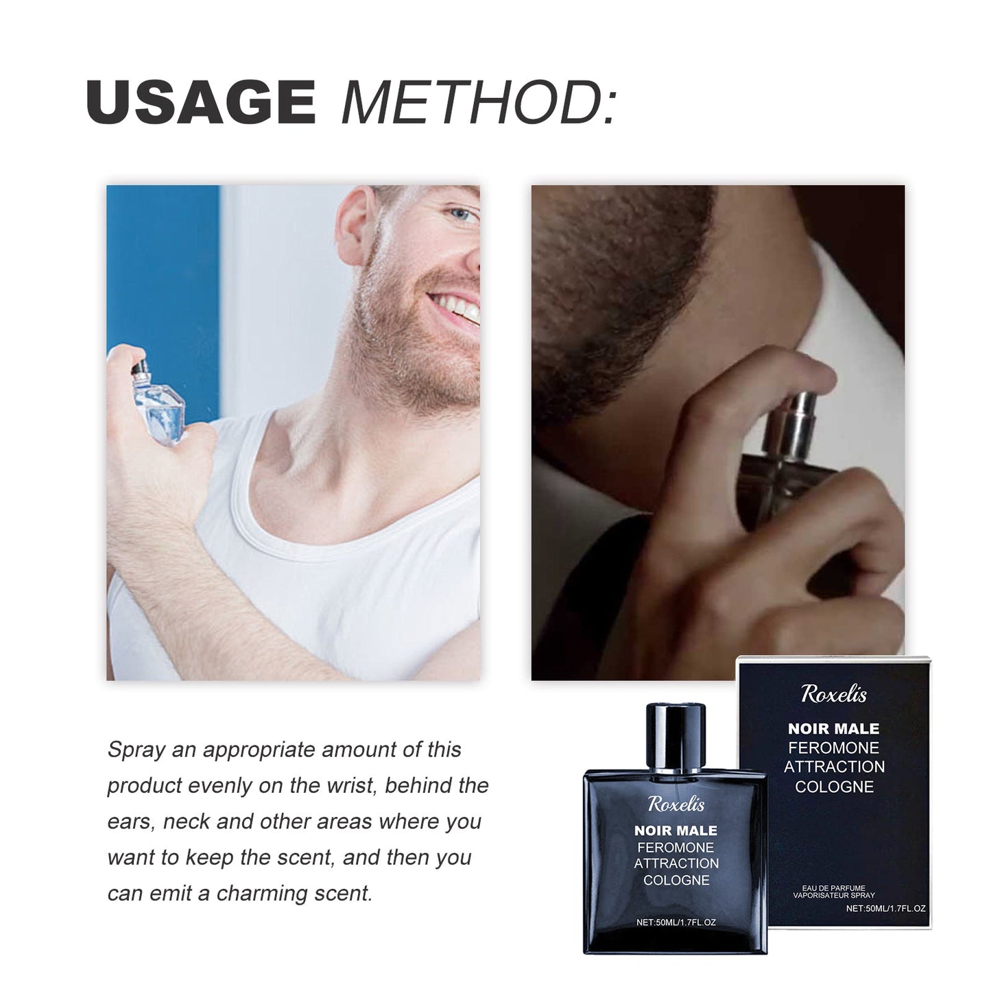 Noir Male Cologne with Fresh Long-Lasting Fragrance