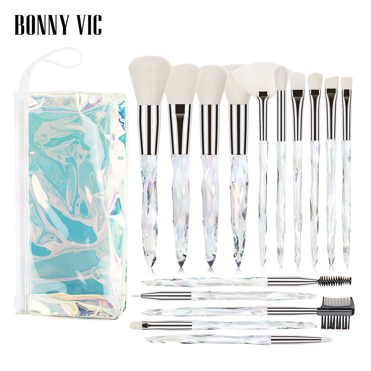 15Pcs Diamond Handle Makeup Brush Set for Beauty