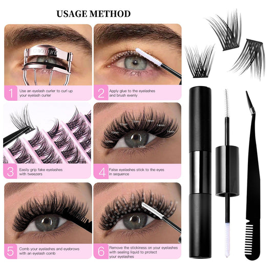 DIY Eyelash Extension Kit with Bond Seal and Tweezers