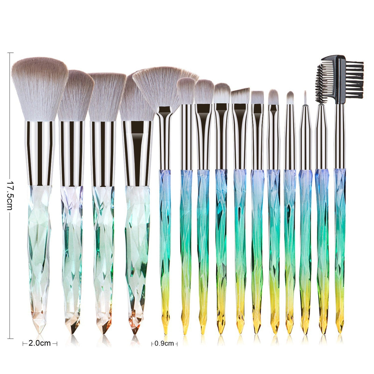 15Pcs Diamond Handle Makeup Brush Set for Beauty