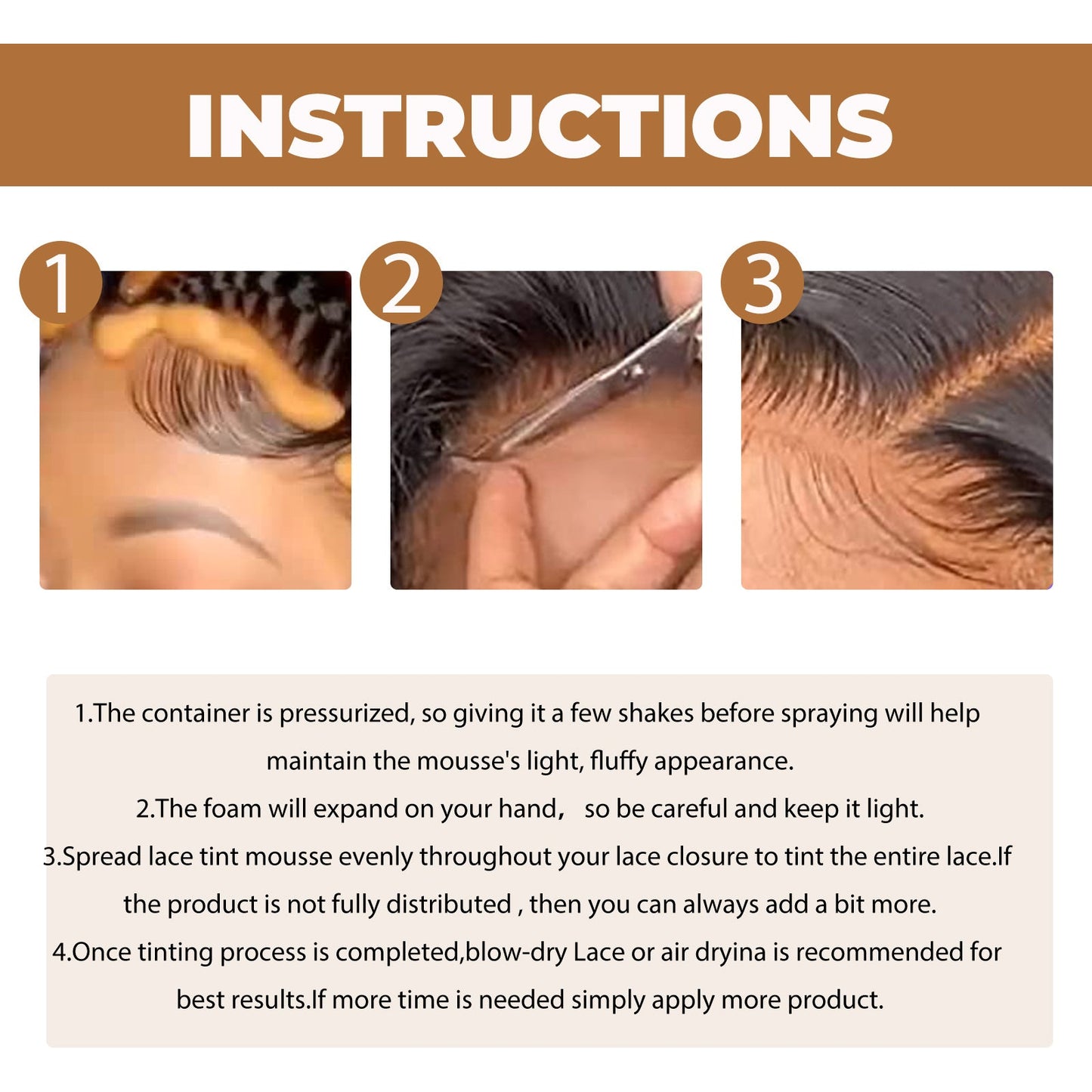 Lace Tint Mousse for Easy Wig Hair Coloring