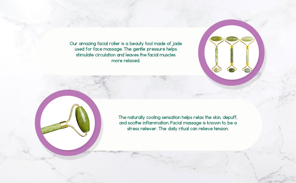 Natural Jade Facial Roller for Skin Massage Care