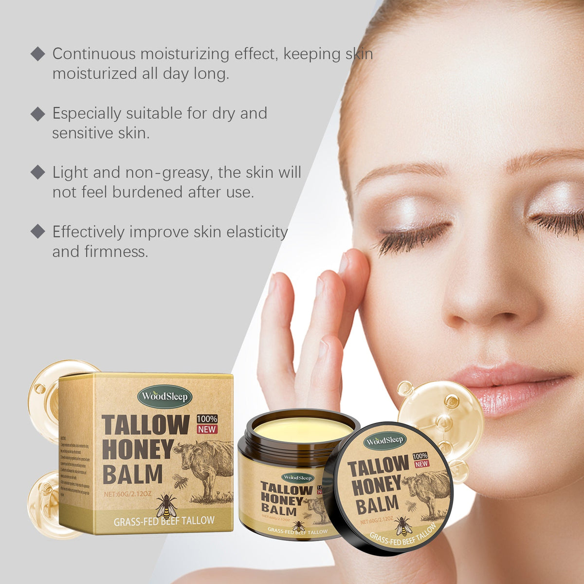 Tallow Honey Facial Moisturizer for Gentle Hydrating Care