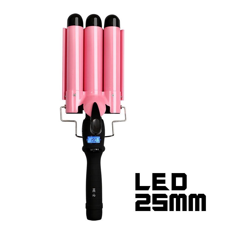 Triple Barrel Ceramic Hair Curler with LED Display