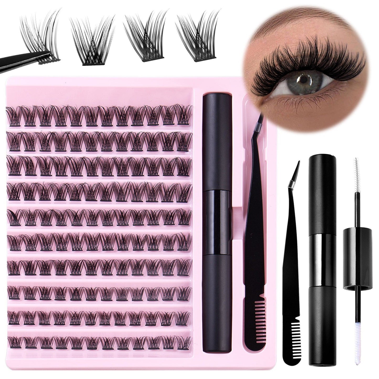 DIY Eyelash Extension Kit with Bond Seal and Tweezers