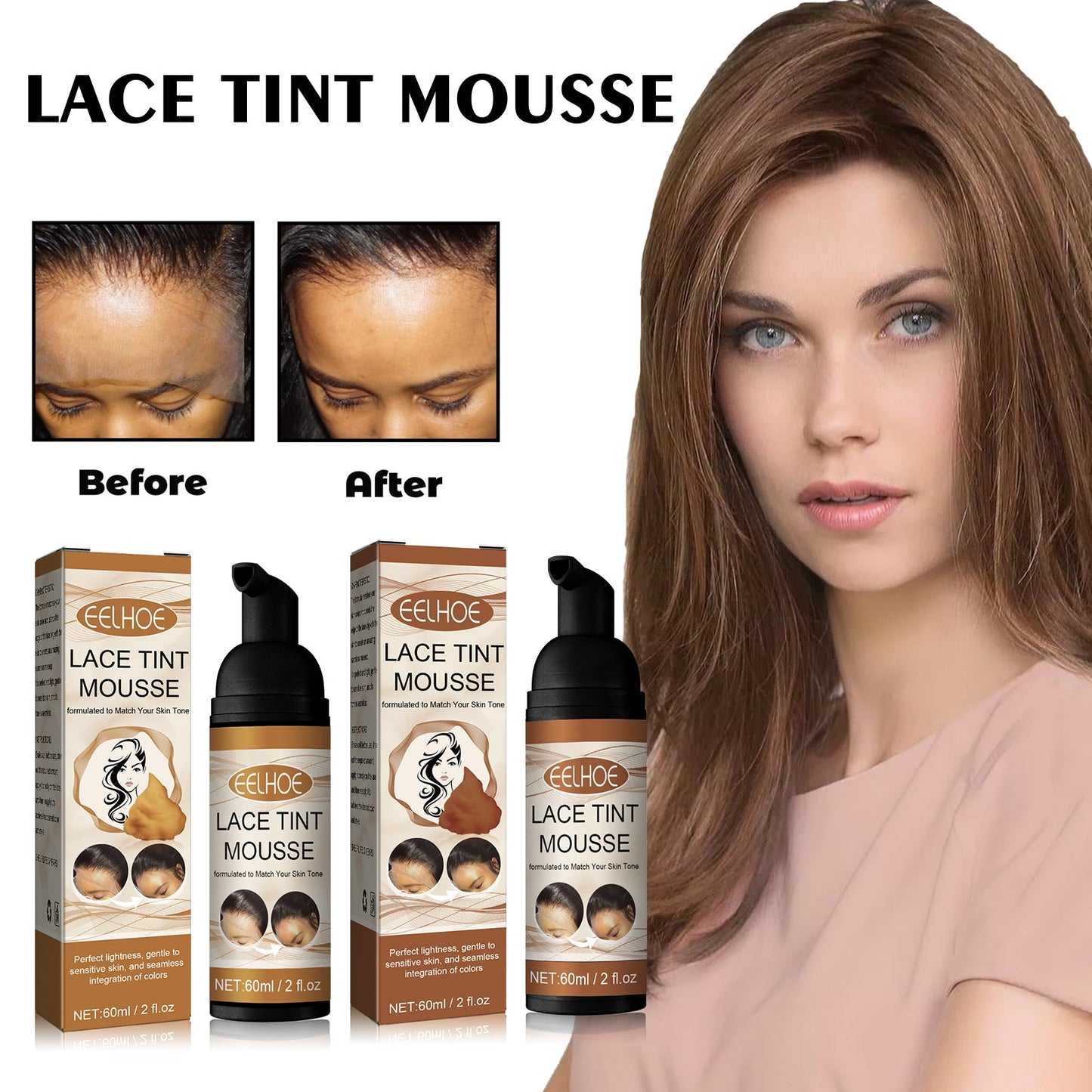 Lace Tint Mousse for Easy Wig Hair Coloring