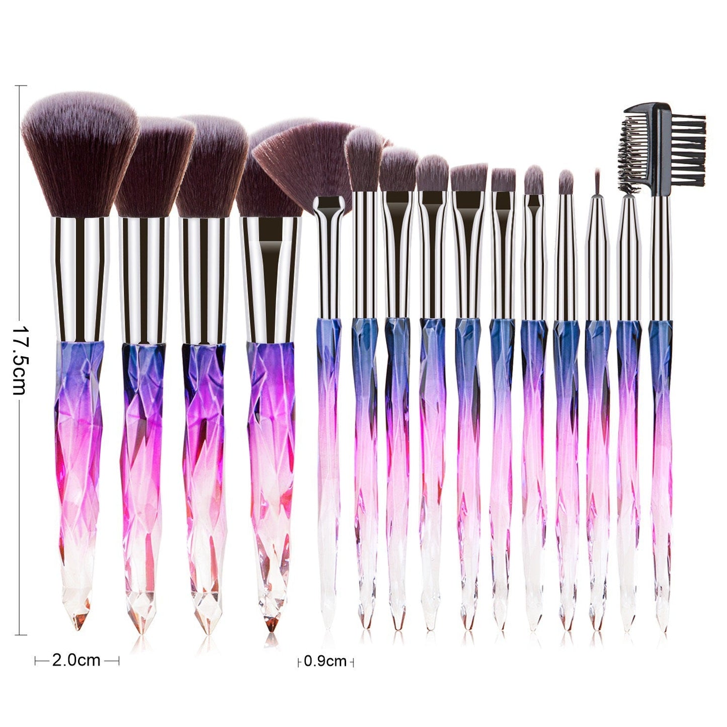 15Pcs Diamond Handle Makeup Brush Set for Beauty