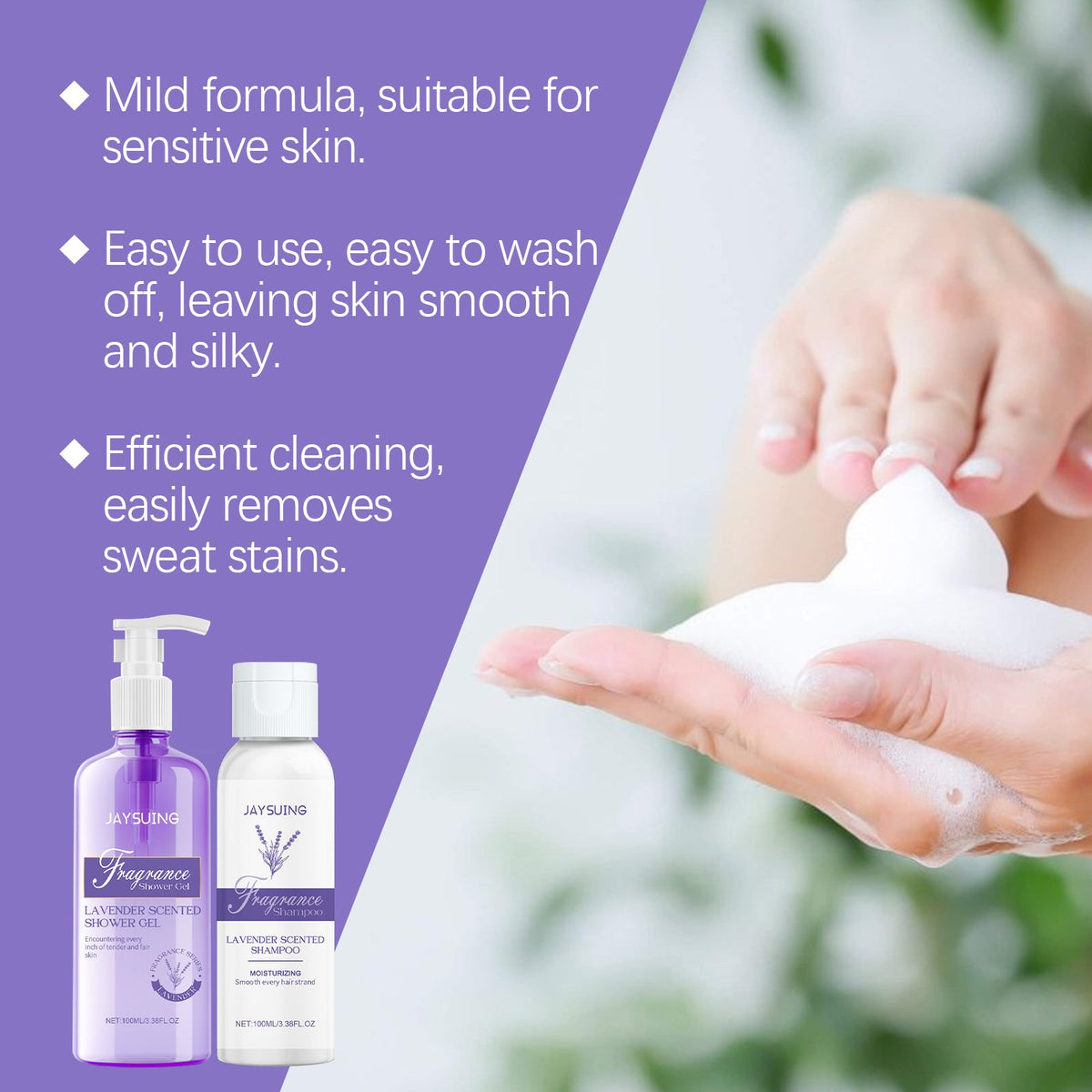 Lavender Shampoo and Shower Set for Skin Care