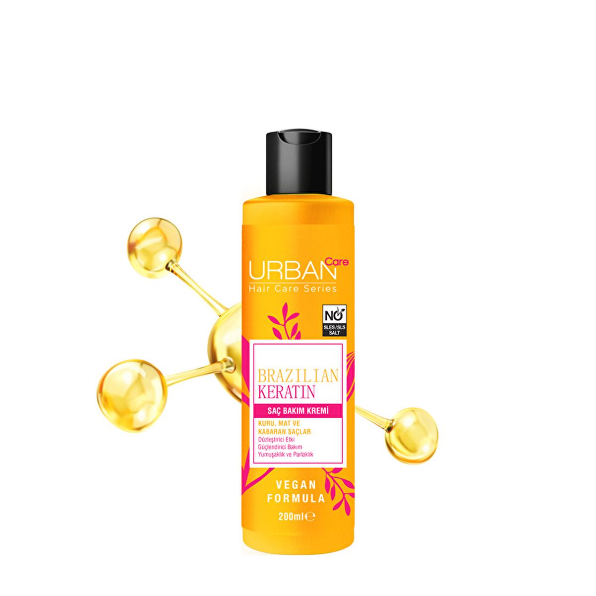 Urban Care Brazilian Keratin Hair Cream — Vegan, SLS-Free Smoothing Treatment 6.76 fl oz