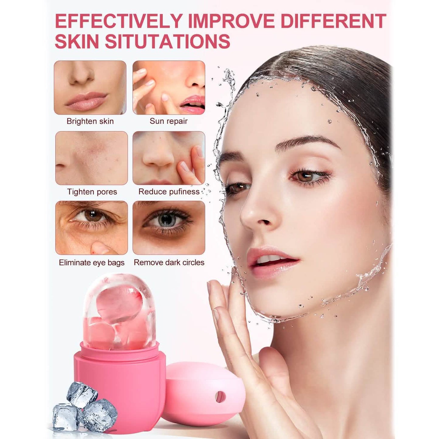 Face and Eye Ice Roller with Ice Cube Mold