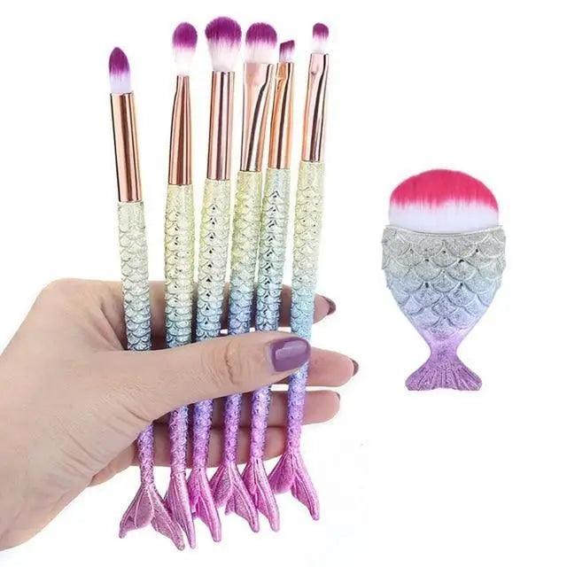 Mermaid Makeup Brush Set for Face and Eyes