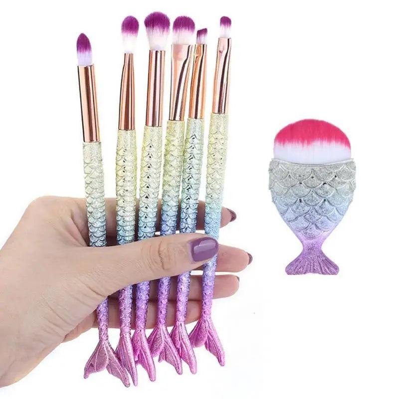 Mermaid Makeup Brush Set for Face and Eyes
