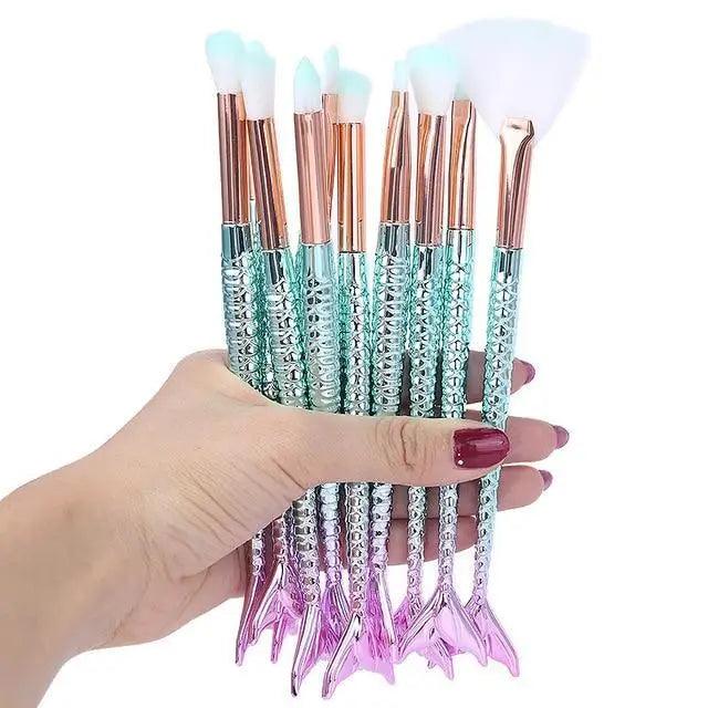 Mermaid Makeup Brush Set for Face and Eyes