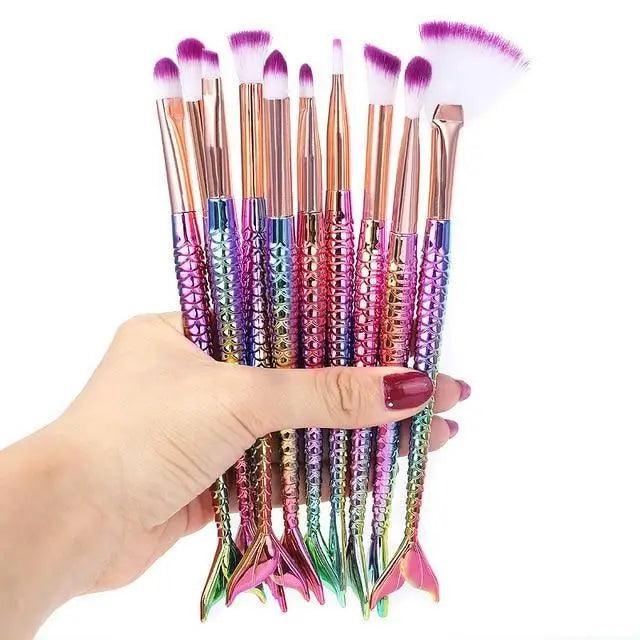Mermaid Makeup Brush Set for Face and Eyes