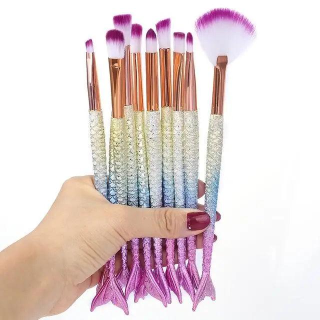 Mermaid Makeup Brush Set for Face and Eyes