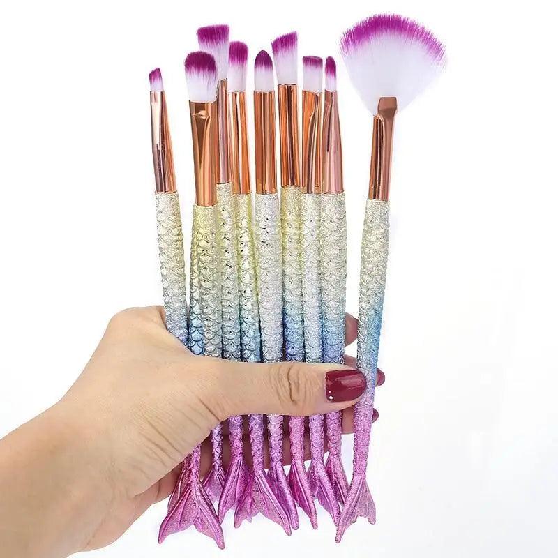 Mermaid Makeup Brush Set for Face and Eyes