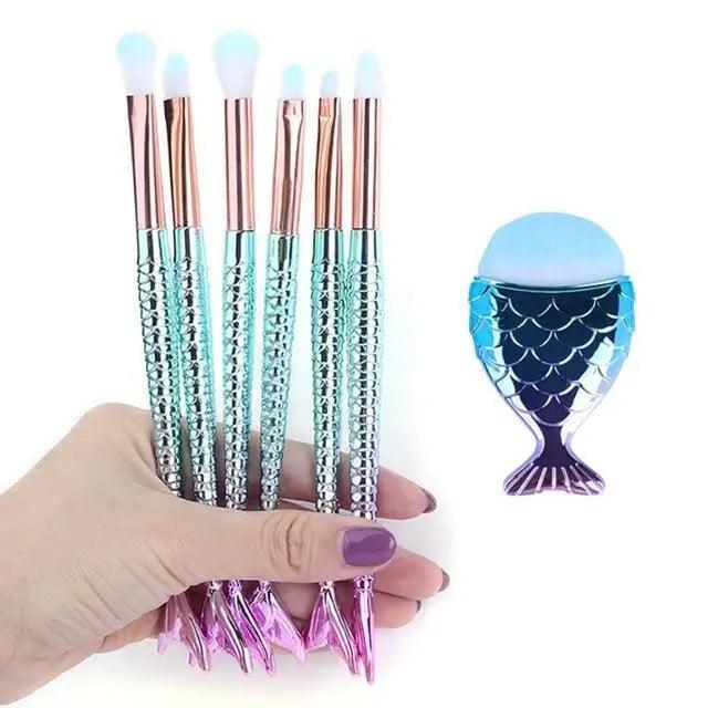 Mermaid Makeup Brush Set for Face and Eyes