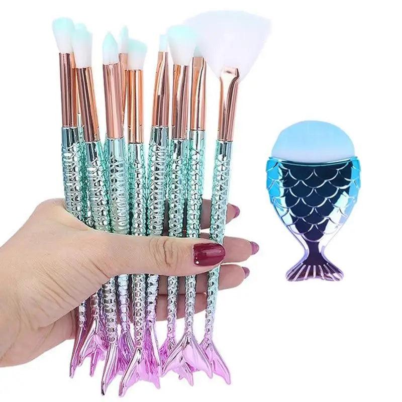 Mermaid Makeup Brush Set for Face and Eyes